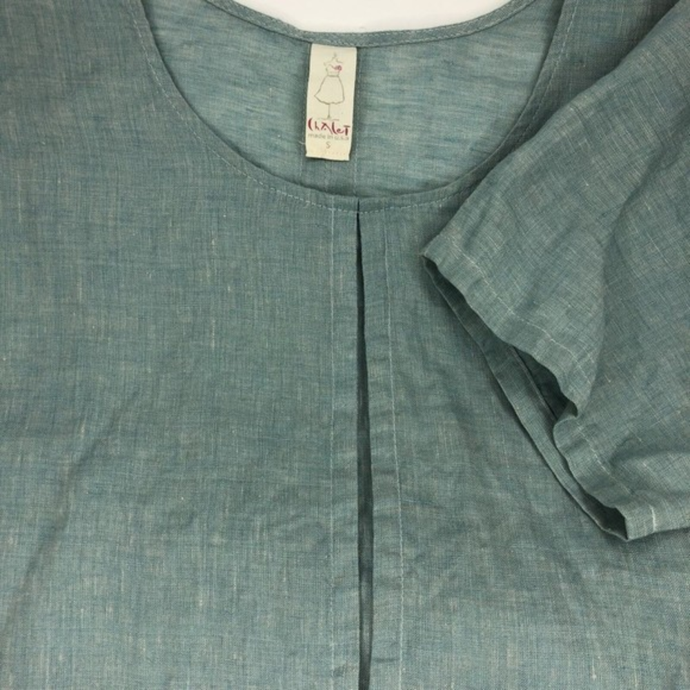 Chalet Women's Small Seafoam Green Linen‎ Tunic Top Shirt Dress